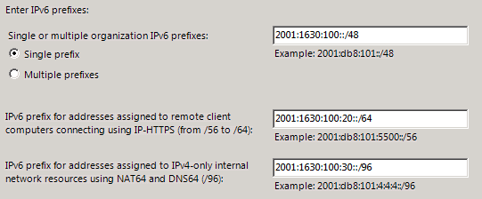 Configure DA IPv6 Prefixes